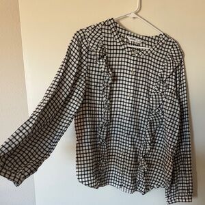 Sonoma Black and White Checkered Blouse